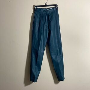 Vintage Pia Rucci Dark Steel Blue Leather Pants